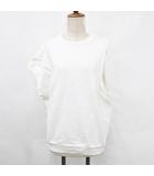 スウェット カットソー 半袖 ノースリーブ アシンメトリー 丸首 プルオーバー 綿 白 ホワイト 38