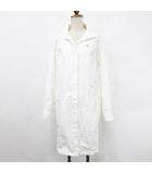 ワンピース シャツワンピ 長袖 比翼仕立て ひざ下丈 ストライプ 白 ホワイト 3