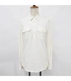 カットソー シャツ 長袖 レギュラーカラー 綿 白 ホワイト S