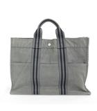 エルメス HERMES フールトゥ MM トートバッグ ハンドバッグ コットン キャンバス グレー ☆AA★