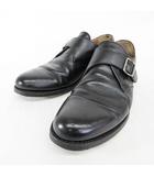 ヤンコ YANKO ドレスシューズ ビジネスシューズ 革靴 レザーシューズ シングルモンクストラップ ブラック 黒 7 1/2