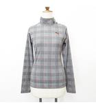 プーマ PUMA ゴルフ スポーツウエア シャツ 長袖 ハイネック 左肩開き チェック グレー 赤 レッド M