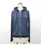 フィラ FILA ジャケット テニス スポーツウェア 長袖 ジップアップ フード ロゴ ドロップショルダー 紺 ネイビー L