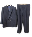  JEAN PATOU マツザカヤ オーダースーツ セットアップ ジャケット ダブル ピークドラペル スラックス 背抜き 紺 ネイビー