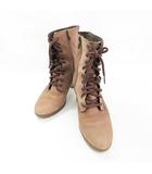 ブーツ ショートブーツ レースアップ サイドジップ ブラウン 茶 25