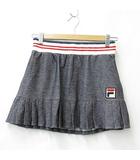 フィラ FILA テニス スポーツウエア スカート スコート プリーツ リブ ボーダー ドロスト ワッペン グレー 白 紺 赤 ホワイト ネイビー レッド M