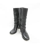 マックスマーラ MAX MARA ブーツ ミドルブーツ ヒール レザー ブラック 黒 37 1/2 ☆AA★
