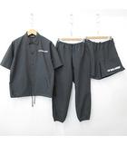 ニューバランス NEW BALANCE ワークシャツ パンツ 上下3点セット 半袖 ドロスト プリント ロゴ ジョガーパンツ ロング ハーフパンツ ゴム グレー M