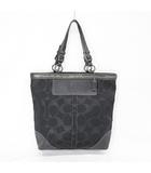 コーチ COACH トートバッグ ハンドバッグ シグネチャー キャンバス レザー 10390 ブラック 黒