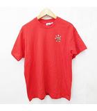 アディダス adidas Tシャツ クリスマス 半袖 丸首 プリント イラスト 綿 赤 レッド O
