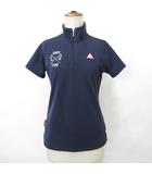 ルコックスポルティフ le coq sportif ゴルフ スポーツウエア シャツ 半袖 ハーフジップ ハイネック 速乾 紺 ネイビー L