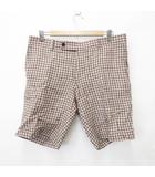 ポールスチュアート PAUL STUART スポーツ SPORT ゴルフ スポーツウエア パンツ ショート ハーフパンツ チェック 麻 茶 赤 ブラウン レッド 88