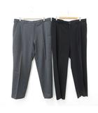 グリーンクラブ GREEN CLUBS ユニクロ UNIQLO パンツ スラックス 2枚セット ロング丈 タック ロゴ 黒 グレー ブラック 95