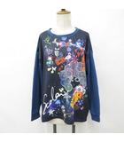 スカラー ScoLar カットソー プルオーバー 長袖 クルーネック 別布 プリント テールカット 153690 青 紺 ブルー ネイビー M