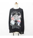 スカラー ScoLar カットソー プルオーバー 長袖 クルーネック プリント シャーリング 綿 153666 黒 ブラック M