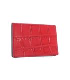  パヴィトラ PAVITRA クロコ型押し カードケース レザー 名刺入れ F レッド 赤  PNSH0400721
