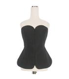 マメクロゴウチ  Mame Kurogouchi 23AW Floral Quilted Silk Bustier 刺繍デザイン シルクビスチェ トップス 2 ブラック 黒 MM23PF-SH721