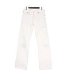 リーバイス Levi's 507 ブーツカットデニムパンツ ジーンズ リペア 30/32 ホワイト 白