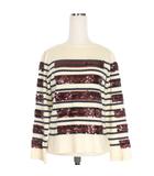 マークジェイコブス MARC JACOBS コットンカシミヤ スパンコール ボーダーニット セーター 長袖 XS アイボリー K51387825 13 国内正規
