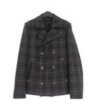 ランバン LANVIN チェック柄 Pコート ピーコート ジャケット 44 ブラック/レッド RMOU0007A14 国内正規