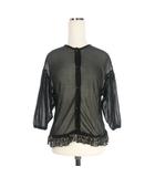 ルルロジェッタ ルールロジェット leur logette フリル クロップド シアー カーディガン ボレロ 半袖 1 ブラック 黒 20209