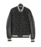 モンクレール MONCLER AUBURN レザー切替 ダウンジャケット スタジャン ブルゾン 1 ブラック 黒 B20914095155 53279 国内正規