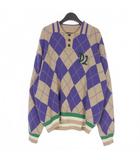ディースクエアード DSQUARED2 23AW D2 アーガイル ニットポロ セーター 長袖 M パープル/ベージュ S74HA1359