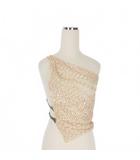 23AW Halter Embroidered Top スパンコール サイドベルト ワンショルダートップス 36 ベージュ S72NC1041 国内正規