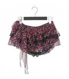 23AW シルク 花柄 フリル キュロットパンツ ショーツ 38 ブラック/マルチカラー S72WU0465 国内正規