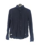 ジャンネット GIANNETTO シワ加工 ロングスリーブシャツ 長袖 S ネイビー 紺 G413