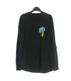 パームエンジェルス PALM ANGELS 22AW Sprayed Palm Logo Over Tee プリント オーバーサイズTシャツ カットソー 長袖 S ブラック 黒 PMAB001F22JER003 国内正規