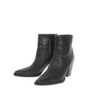 ザラ ZARA サイドジップ レザーショートブーツ ヒール 靴 40 26.0cm ブラック 黒