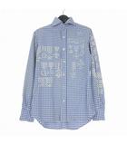 エイス A ロングスリーブ ギンガムチェックシャツ コットン 長袖 1 ブルー 青