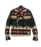 ジュンヤワタナベマン JUNYA WATANABE MAN 22AW 綿ウールジャガード×  合皮 PENDOLETON Wネーム ライダースJKT ジャケット ブルゾン 長袖 M ブラック/マルチカラー WJ-J014