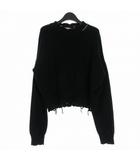 マルニ MARNI 23SS ダメージ加工 クロップドセーター ニット 長袖 50 ブラック 黒 GCMG0196A1 国内正規