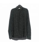 サンローラン パリ SAINT LAURENT PARIS ロングスリーブ シルクシャツ 総柄 長袖 38 ブラック 黒 564172 Y1B39 国内正規