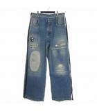 アンドゥムルメステール ANN DEMEULEMEESTER 25SS OLAN 5-POCKETS HIGH COMFORT TROUSERS ダメージ加工 ワイドデニム ジーンズ 50 インディゴ 2501-M-TR40-D-FA631-053 国内正規