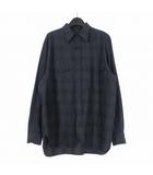 コモリ COMOLI ウールシルクワークシャツ チェック 長袖 2 パープル/ブラック U03-02010