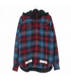 オフホワイト OFF WHITE 17AW バックバイアスプリントチェックシャツ フーディ 長袖 S レッド/ブルー OMGA035F17329018 国内正規