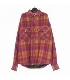 パームエンジェルス PALM ANGELS 23AW BRUSHED WOOL CHECK OVERSHIR チェック シャツジャケット ブルゾン 長袖 50 バーガンディ PMES012F23FAB0012861