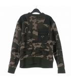 プラダ PRADA 22AW Re-Nylon トライアングルロゴ カモフラニット セーター 長袖 44 グリーン 緑 UMB392 国内正規