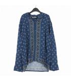 パームエンジェルス PALM ANGELS 24SS Paisley Print Bowling Shirt ペイズリー オープンカラーシャツ 長袖 44 ネイビーブルー 青 PMGE034S24FAB0024646