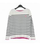 バーバリーブラックレーベル BURBERRY BLACK LABEL Tシャツ カットソー ボーダー ロゴ刺繍 長袖 2 ホワイト/ネイビー D1P09-808-02 国内正規