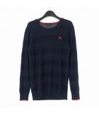 バーバリーブラックレーベル BURBERRY BLACK LABEL ロングスリーブニット セーター ロゴ刺繍 長袖 2 ネイビー 紺 D1N35-830-29 国内正規