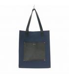 Leather Pocket Canvas Tote レザーポケット キャンバス トートバッグ 鞄 ネイビー/ブラック