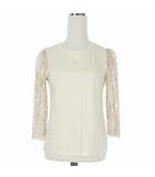 ルルロジェッタ ルールロジェット leur logette Petit レーススリーブカットソー Tシャツ 七分袖 1 アイボリー/ピンク P-0125