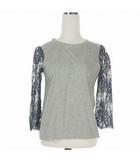 ルルロジェッタ ルールロジェット leur logette Petit レーススリーブカットソー Tシャツ 七分袖 1 グレー/ネイビー P-0089