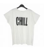 ノースリーブカットソー プリント Tシャツ XS ホワイト 白