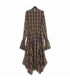 17AW チェックシャツワンピース ドレス ロング 長袖 36 マルチカラー 11705-24-1108
