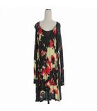 ヨウジヤマモト Uネック ロングワンピース ドレス 長袖 S ブラック系 黒系 LF-T35-239